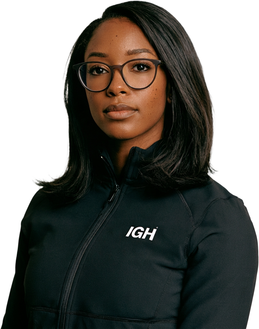 Illustrative IGH agent in a black tech jacket and IGH headset